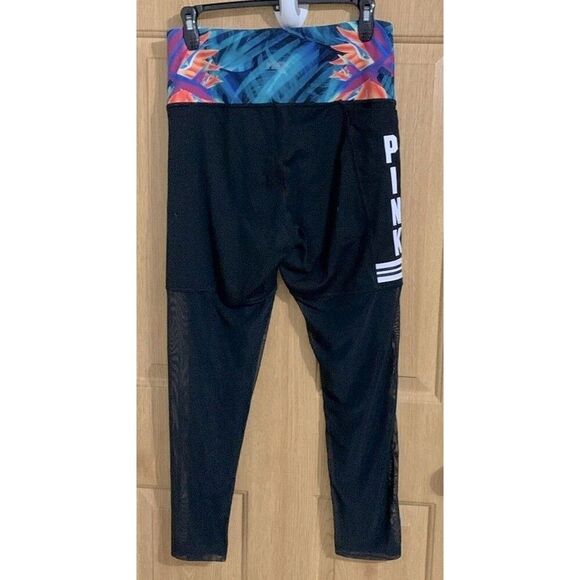 Victoria's Secret Pink Ultimate Leggings Medium Tropical Cropped - Picture 2 of 7
